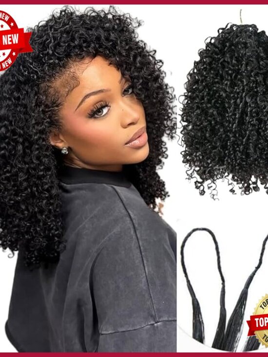 18 Inch Human Hair Extensions Afro Kinky Curly Pre-Separated Knotless Crochet main image 6